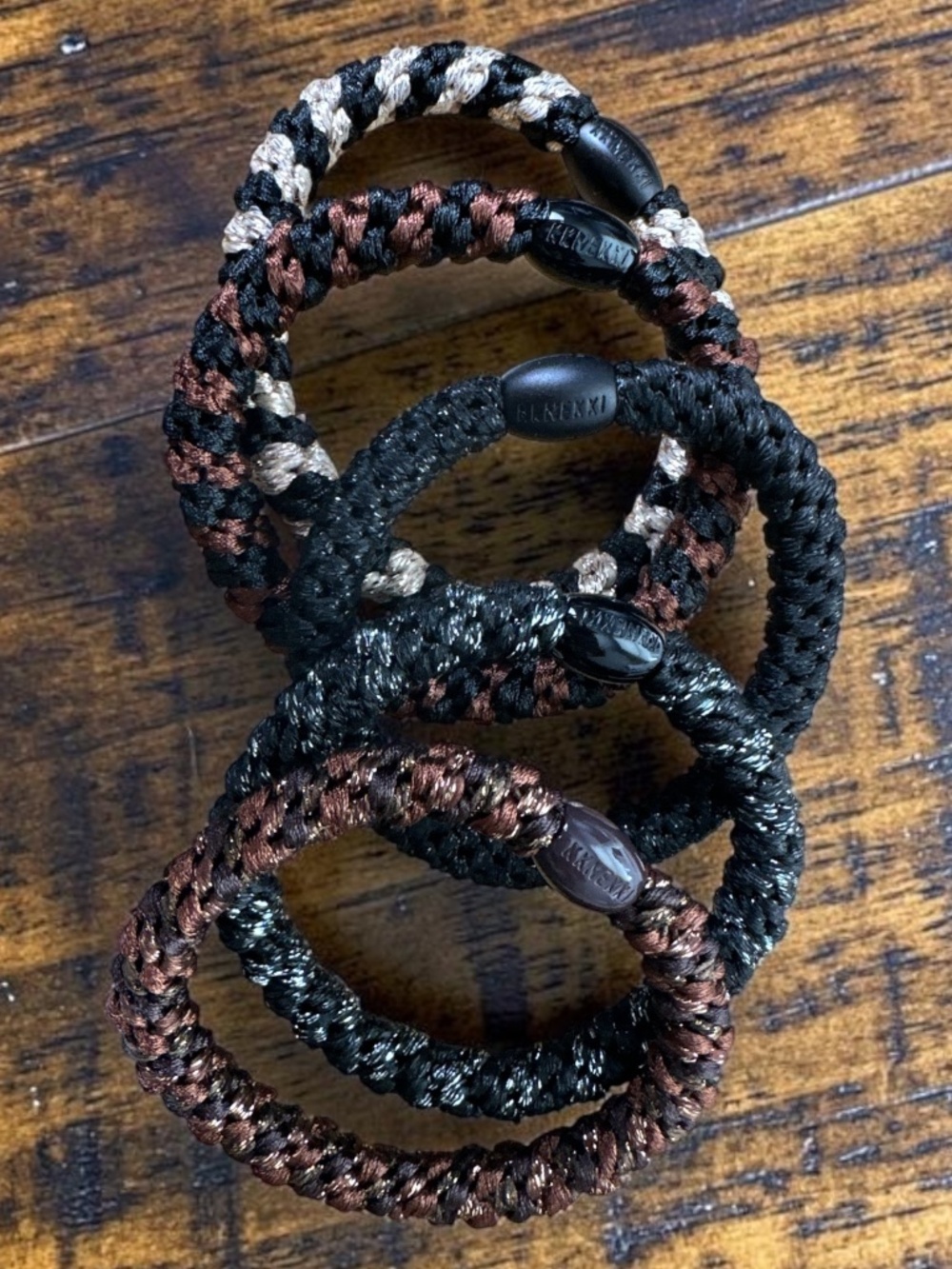 NWT 5-Bundle KKNEKKI Authentic Original Hair Ties Elastics in Black And...